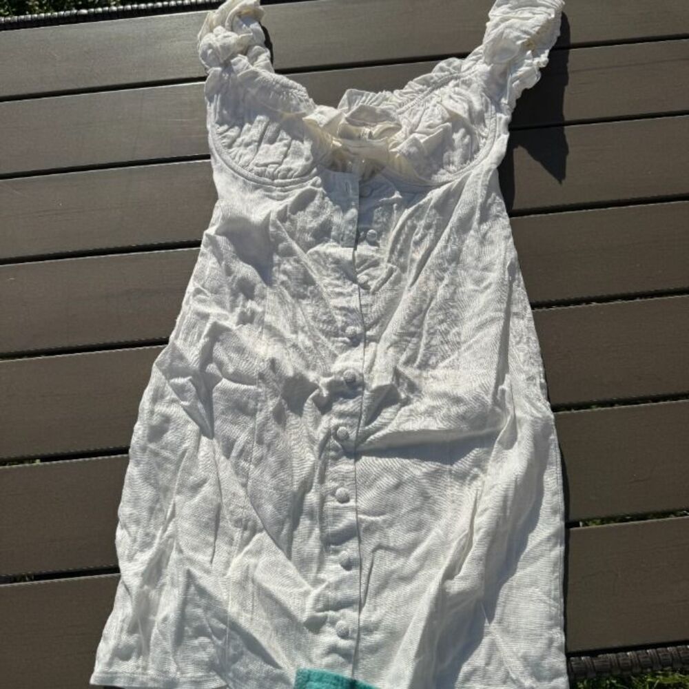 Princess Polly Elouise White Milkmaid Mini Dress Button Front Tie Bust - Picture 2 of 5